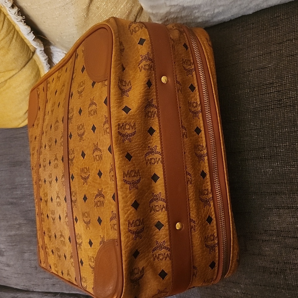 MCM Cognac Visetos Weekender Bag Vintage Made In Germany Unbranded Chains Added - Picture 8 of 17